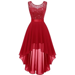 image:imageBeryLove Summer Wedding Guest Formal Cocktail Dresses Sequin Prom Party Lace High Low Bridesmaid Elegant DressRed Sequin