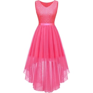 image:imageBeryLove Summer Wedding Guest Formal Cocktail Dresses Sequin Prom Party Lace High Low Bridesmaid Elegant DressTulle Sequin Hot Pink