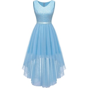 image:imageBeryLove Summer Wedding Guest Formal Cocktail Dresses Sequin Prom Party Lace High Low Bridesmaid Elegant DressTulle Sequin Lightblue