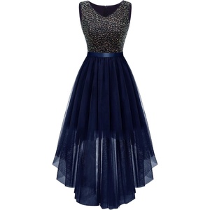 image:imageBeryLove Summer Wedding Guest Formal Cocktail Dresses Sequin Prom Party Lace High Low Bridesmaid Elegant DressTulle Sequin Navy