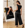 image:imageBeryLove 2 Piece Sets for Women Casual Short Sleeve Tops and High Rise Wide Leg Pants Lounge Sets