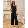 image:imageBeryLove 2 Piece Sets for Women Casual Short Sleeve Tops and High Rise Wide Leg Pants Lounge Sets