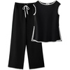 image:imageBeryLove 2 Piece Sets for Women Casual Short Sleeve Tops and High Rise Wide Leg Pants Lounge Sets