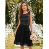 image:imageBeryLove Formal Cocktail Dresses Bridesmaid Wedding Guest Short Prom Dress Ruffle Hem Sleeveless Homecoming Lace GownsBlack Sequin