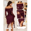 image:imageBeryLove Off Shoulder Sequin Formal Ruched Bodycon Glitter Club Night Out GownBurgundy