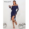 image:imageBeryLove Off Shoulder Sequin Formal Ruched Bodycon Glitter Club Night Out GownNavy