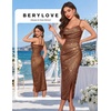 image:imageBeryLove Summer Sequin Cocktail Prom Wedding Guest Dresses Sparkly Party Evening Formal Spaghetti Strap DressBrown