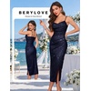 image:imageBeryLove Summer Sequin Cocktail Prom Wedding Guest Dresses Sparkly Party Evening Formal Spaghetti Strap DressNavy