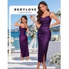 image:imageBeryLove Summer Sequin Cocktail Prom Wedding Guest Dresses Sparkly Party Evening Formal Spaghetti Strap DressPurple