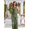 image:imageBeryLove Two Piece Sets for Women Summer Outfits Lounge Sets Cap Sleeve Tops Wide Leg Crop Pants Vacation Travel Outfits