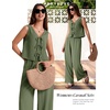 image:imageBeryLove Two Piece Sets for Women Summer Outfits Lounge Sets Cap Sleeve Tops Wide Leg Crop Pants Vacation Travel Outfits