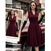 image:imageBeryLove Vintage 1950s Cocktail Dresses for Women Semi Formal Button Down ALine Tea Party DressBurgundy