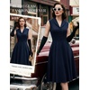 image:imageBeryLove Vintage 1950s Cocktail Dresses for Women Semi Formal Button Down ALine Tea Party DressNavy