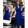image:imageBeryLove Vintage 1950s Cocktail Dresses for Women Semi Formal Button Down ALine Tea Party DressRoyal Blue