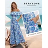 image:imageBeryLove Women Floral Casual Jumpsuit Summer Off The Shoulder Wide Leg Vacation Beach Jumpsuits with PocketsBlue