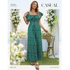 image:imageBeryLove Women Floral Casual Jumpsuit Summer Off The Shoulder Wide Leg Vacation Beach Jumpsuits with PocketsGreen