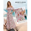 image:imageBeryLove Women Floral Casual Jumpsuit Summer Off The Shoulder Wide Leg Vacation Beach Jumpsuits with PocketsPink
