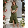 image:imageBeryLove Women Formal Party Dress Flutter Short Sleeve Wedding Cocktail Long Evening DressArmy Green
