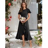 image:imageBeryLove Women Formal Party Dress Flutter Short Sleeve Wedding Cocktail Long Evening DressBlack