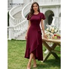 image:imageBeryLove Women Formal Party Dress Flutter Short Sleeve Wedding Cocktail Long Evening DressBurgundy