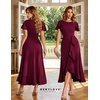 image:imageBeryLove Women Formal Party Dress Flutter Short Sleeve Wedding Cocktail Long Evening DressBurgundy