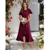 image:imageBeryLove Women Formal Party Dress Flutter Short Sleeve Wedding Cocktail Long Evening DressBurgundy