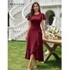 image:imageBeryLove Women Formal Party Dress Flutter Short Sleeve Wedding Cocktail Long Evening DressDark Red