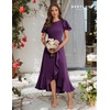 image:imageBeryLove Women Formal Party Dress Flutter Short Sleeve Wedding Cocktail Long Evening DressGrape