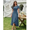 image:imageBeryLove Women Formal Party Dress Flutter Short Sleeve Wedding Cocktail Long Evening DressGrey Blue