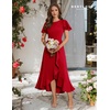 image:imageBeryLove Women Formal Party Dress Flutter Short Sleeve Wedding Cocktail Long Evening DressRed