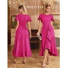 image:imageBeryLove Women Formal Party Dress Flutter Short Sleeve Wedding Cocktail Long Evening DressZmagenta