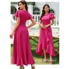 image:imageBeryLove Women Formal Party Dress Flutter Short Sleeve Wedding Cocktail Long Evening DressZmagenta