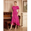 image:imageBeryLove Women Formal Party Dress Flutter Short Sleeve Wedding Cocktail Long Evening DressZmagenta