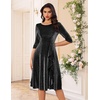 image:imageBeryLove Women Glitter Formal Party Dress 34 Sleeve Sparkly Cocktail Midi Prom DressBlack