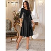 image:imageBeryLove Women Glitter Formal Party Dress 34 Sleeve Sparkly Cocktail Midi Prom DressBlack