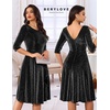 image:imageBeryLove Women Glitter Formal Party Dress 34 Sleeve Sparkly Cocktail Midi Prom DressBlack