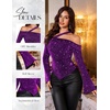 image:imageBeryLove Women Sparkly Top Off Shoulder Fitted Rhinestone Blouse  For any Cocktail Party or Evening event this Fitted Asymmetrical Glitter Rhinestone Long Sleeve Top makes you shinePurple