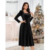 image:imageBeryLove Women Velvet Dress Cocktail Party Evening Dresses Long Sleeve Wedding Guest Formal DressesBlack