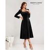 image:imageBeryLove Women Velvet Dress Cocktail Party Evening Dresses Long Sleeve Wedding Guest Formal DressesBlack