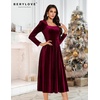 image:imageBeryLove Women Velvet Dress Cocktail Party Evening Dresses Long Sleeve Wedding Guest Formal DressesBurgundy
