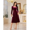 image:imageBeryLove Women Velvet Dress Cocktail Party Evening Dresses Long Sleeve Wedding Guest Formal DressesBurgundy