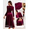 image:imageBeryLove Women Velvet Dress Cocktail Party Evening Dresses Long Sleeve Wedding Guest Formal DressesBurgundy