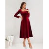 image:imageBeryLove Women Velvet Dress Cocktail Party Evening Dresses Long Sleeve Wedding Guest Formal DressesDarkred