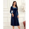 image:imageBeryLove Women Velvet Dress Cocktail Party Evening Dresses Long Sleeve Wedding Guest Formal DressesNavy