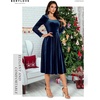 image:imageBeryLove Women Velvet Dress Cocktail Party Evening Dresses Long Sleeve Wedding Guest Formal DressesNavy