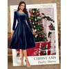 image:imageBeryLove Women Velvet Dress Cocktail Party Evening Dresses Long Sleeve Wedding Guest Formal DressesNavy