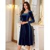 image:imageBeryLove Women Velvet Dress Cocktail Party Evening Dresses Long Sleeve Wedding Guest Formal DressesNavy