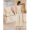 image:imageBeryLove Womens 2 Piece Lounge Set Fashion Travel Outfits Vacation Tracksuit Comfy Wide Leg Airport Loungewear 601 Apricot L