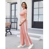 image:imageBeryLove Womens 2 Piece Outfits Lounge Sets Slim Short Sleeve Tops Wide Leg Pants Sets Tracksuits Match Sets