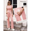 image:imageBeryLove Womens 2 Piece Outfits Lounge Sets Slim Short Sleeve Tops Wide Leg Pants Sets Tracksuits Match Sets